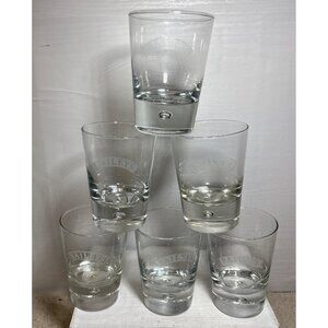 Set Of 6 Baileys Irish Cream Clear Glasses With Logo Etching Bubble Base Design